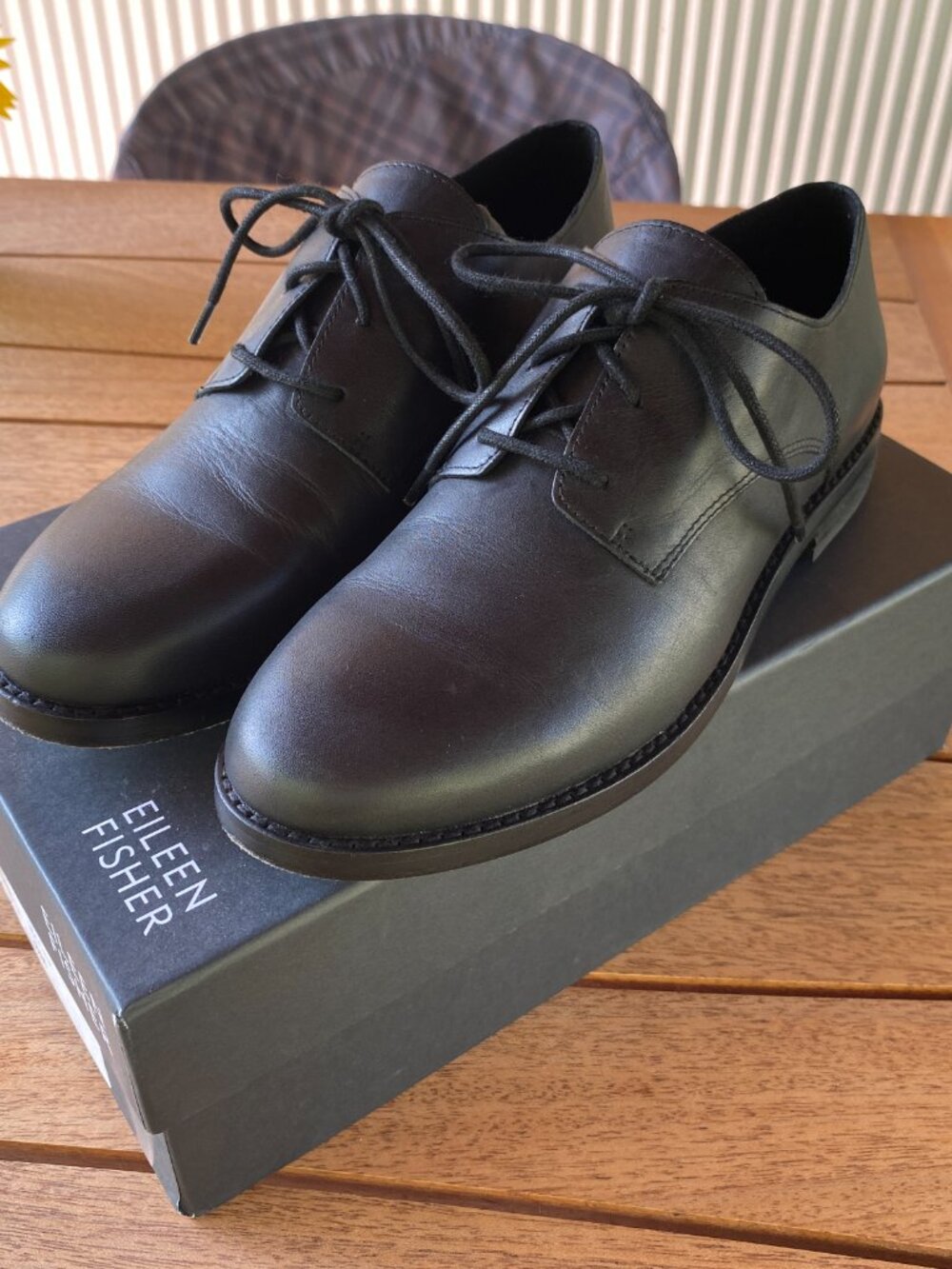Eileen Fisher Harlow Leather Oxfords | Black | Women's 8 | Worn Once